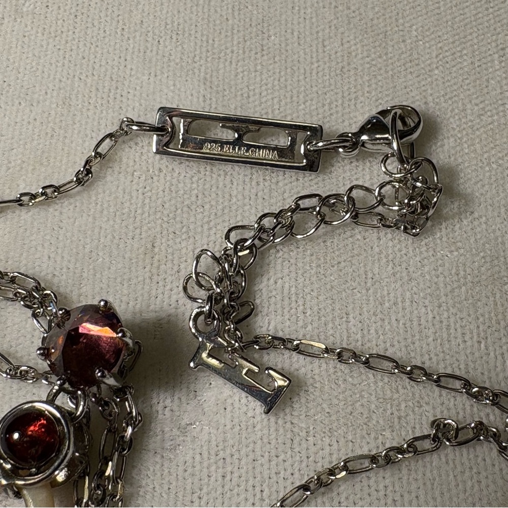 Elle Sterling Silver, Shell and Garnet Necklace - Picture 5 of 6